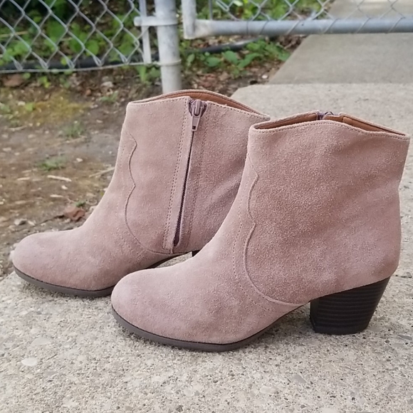 Lucky Brand ankle boot brown suede cowboy zip up 7 - Picture 5 of 10